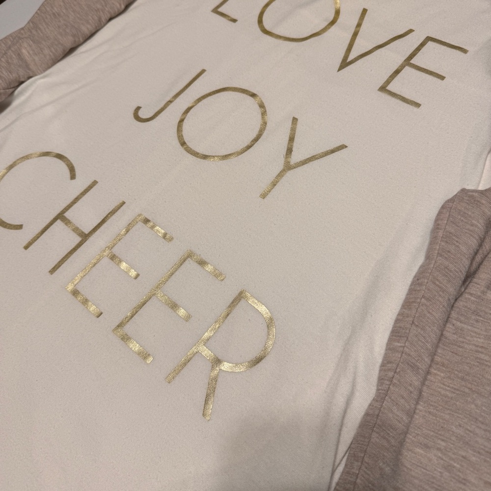 (S) STATE OF MINE "LOVE JOY CHEER" Raglan 3/4 sleeve T-Shirt - Picture 3 of 5